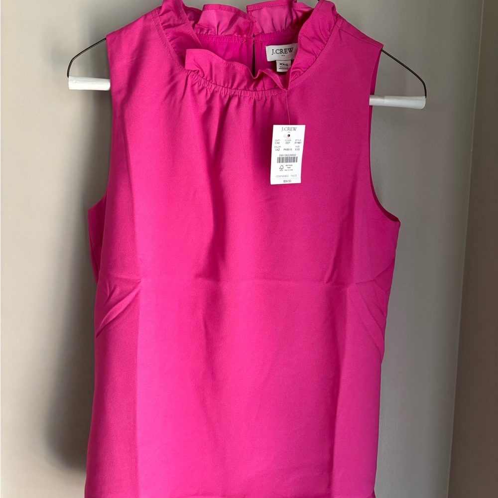 J. Crew Pink Sleeveless Ruffled Blouse